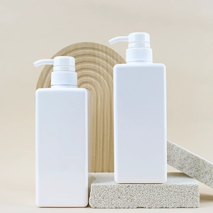 Recycelte PETG 650 ml leere Körperlotion-Creme-Verpackung Shampoo-Pumpflasche quadratische Gesichtswaschflasche