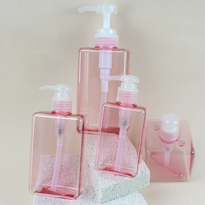 Großhandel leere PETG-Kunststoff 150 ml 250 ml 280 ml 450 ml rosa Pumpbehälter klare quadratische schäumende Shampooflasche