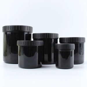 Wholesale wide mouth cosmetic PP cream jars 250g plastic matte black jars with matte black lid - COPY - idw4wk