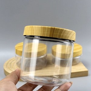 60g 120g 200g 250g 500g Biodegradable Plastic HDPE Cosmetic Cleansing Balm Skincare Face Cream Gel Jar with Print Bamboo Lid - COPY - qwkaal