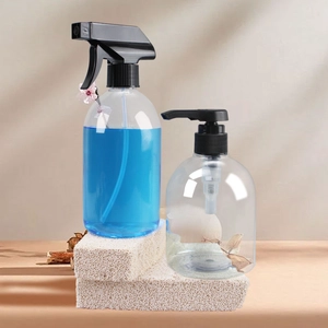 Custom LOGO Transparent Clear Refill Water Liquid PCR PET 500ml Cosmetic Trigger Mist Spray Plastic Bottle