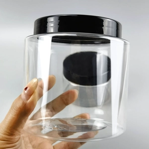 Wholesale Reusable 250ml 1000ml PET Clear Candy Cookie Dessert Dry Snack Food Herb Vitamin Spice Storage Jar
