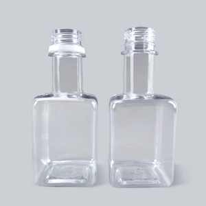 Food Grade Bpa Free Empty 200ml Square Clear Long NecK PET Beverage Fruit Juice Milk Honey Plastic Bottle with Screw Cap