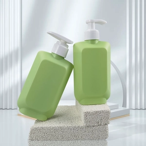 Custom PCR Empty 300ml Rectangel Hair Care Shampoo Shower Gel Pump Lotion Plastic Bottle