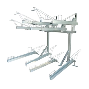 Rack de bicicleta para estacionamento comercial externo de duas camadas