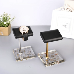 acrylic base stand display watch pu leather cushion watch stand display watch 