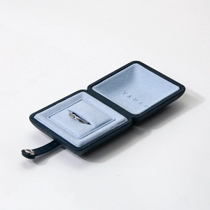 unique dark blue color pu leather jewelry box plastic jewelry packaging ring box
