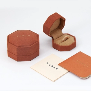 wholesales octagonal plastic jewelry box pu leather jewelry packaging box ring box