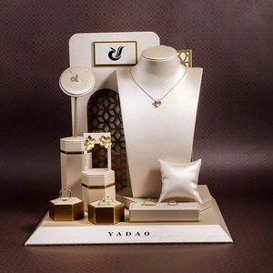 small size jewelry shop showcase window display jewelry props pu leather stands display ring earring pendant
