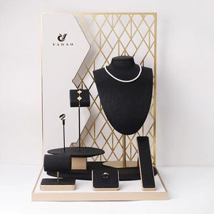 newly customize jewelry display set jewelry store window jewelry display props pu leather stands display ring earring pendant 