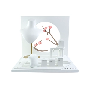 lacquer painting wooden jewelry display set window jewelry display props showcase display props white color jewelry display set