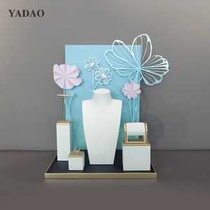 bespoke window jewelry display jewelry store showcase jewelry display props pu leather stands display ring earring necklace