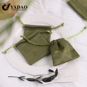 Sac de poche de luxe Sac d'emballage de bijoux sac à cordon Sac à cordon Olive Green Couleur