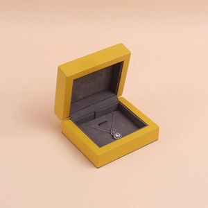 yellow color lacquer painting wooden box jewelry packaging box pendant box