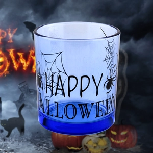 285ml blue customized luxury halloween glass candle jars wholesaler