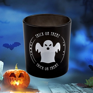 Wholesale black skull glass candle jars 285ml large capacity bulk candle holder