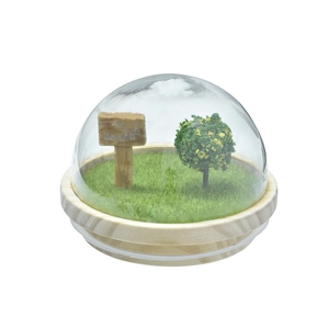 3D 图案草坪牌匾和树半球形木盖用于玻璃蜡烛罐