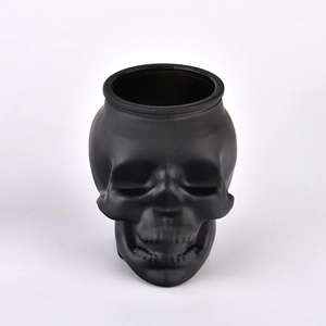 Custom black skull glass candle jar Halloween decorations