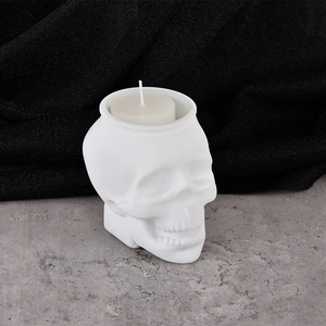 Wholesale Halloween white skull glass candle jars for holiday decorations