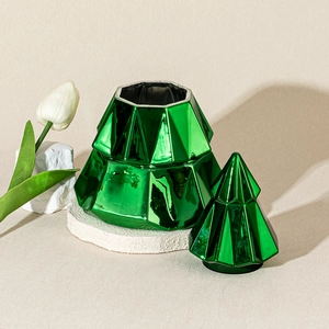 Luxury custom Christmas tree glass candle jars with lids