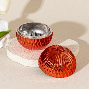 Round Shape Glass Candle Vessels With Lids For Home Decor