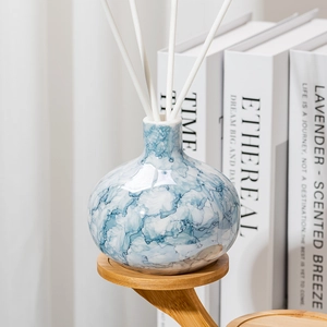 Bottiglie con diffusore a lamella in ceramica con smalto blu con lavaggio a inchiostro all'ingrosso per la decorazione domestica