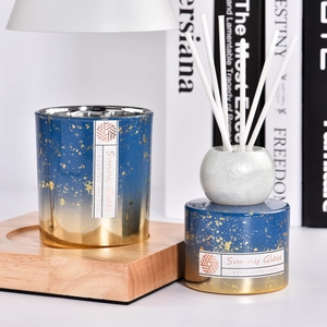 Portavelas decorativo de cristal degradado azul personalizado