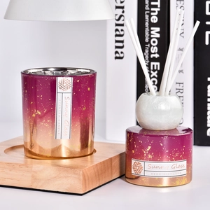 Pot de bougie en verre dégradé de luxe, récipient de bougie en verre décoratif