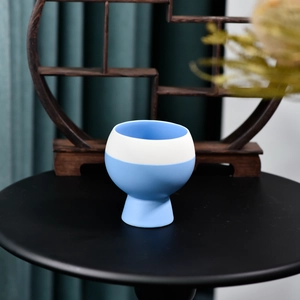 Custom Blue Ceramic Candle Holder For Candle Making
