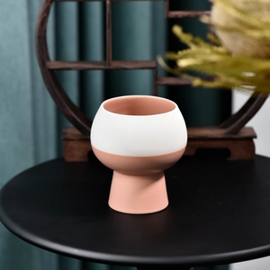 Wholesale Two-Tone Ceramic Candle Vessel Custom Decorative Candle Holder