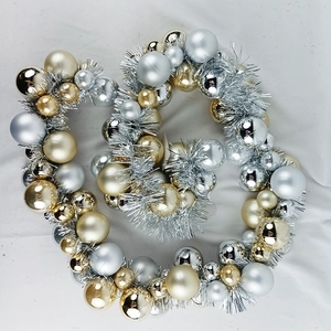 Senmasine 6ft bauble garland with tinsel gold sliver ball ornaments indoor outdoor home hanging decor