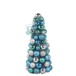 Senmasine 40 cm Kugeln, Kugeln, Zapfen, für Feiertage, Weihnachten, Schreibtisch, dekorative blaue Splitter-Kunststoffornamente