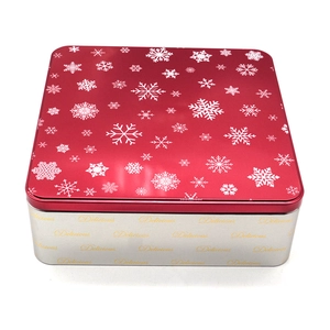 Square Christmas candy tin box