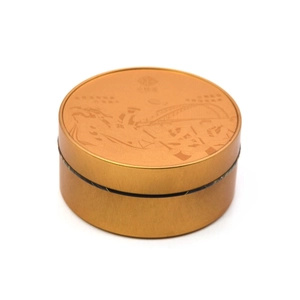 Boîte d'emballage ronde en étain gommeux à double impression sur mesure