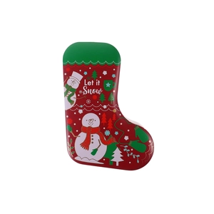 Caja de lata con forma de medias navideñas personalizadas al por mayor