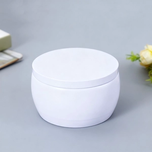 Récipient de boîte à bougie en métal blanc personnalisé