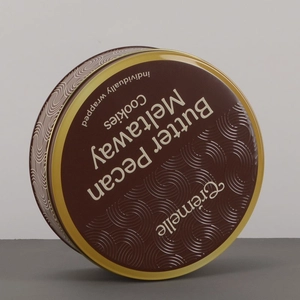 Emballage métallique de boîte à biscuits ronde personnalisable