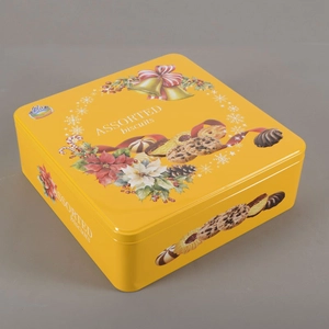 Emballage de boîte en fer blanc à biscuits carrés imprimés sur mesure