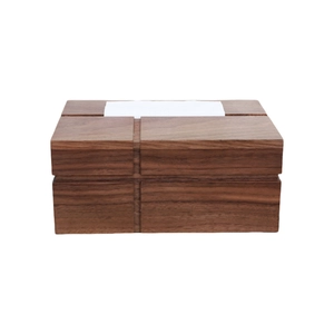 China Wholesale Tissue Box Cross Texture Design Wooden Ornament Napkin Box Tissue Holders manufacturer