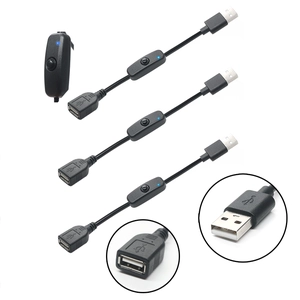 سلك موسع USB 2.0 مزود بمفتاح تشغيل وإيقاف مؤشر LED لمروحة Raspberry Pi PC USB