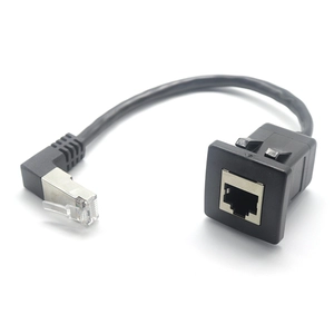 كوع يصل زاوية RJ45 ذكر إلى لوحة جبل RJ45 أنثى تمديد كابل مع مشبك لسيارة شاحنة قارب دراجة نارية لوحة القيادة
