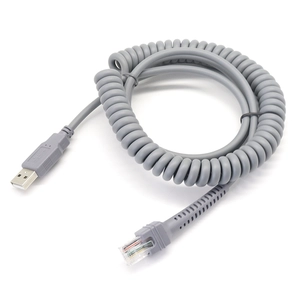 كابل تمديد حلزوني ملفوف من USB A إلى RJ45 RJ48 RJ50 10P10C لماسح الباركود رمز Ls2208