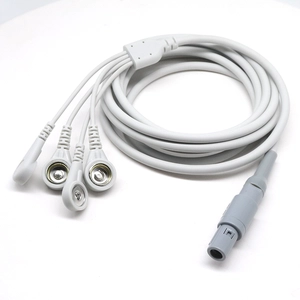 4Pin lemo 医疗电缆到 3.9mm 10.0mm ecg eeg ekg emg 电缆引线用于硅胶电极垫