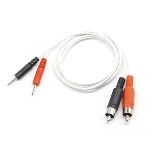 双 RCA 公头转双 2.0 电极 PIN DIN 公头理疗导线电缆，适用于机顶盒