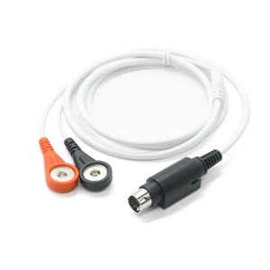 MD6P Mini Din 6Pin Connector Male To 2 Lead 4.0MM Female ECG Snap Shiedling Wire Tens Cable