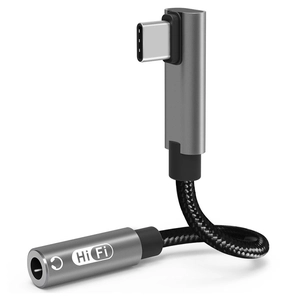 3,5 mm vrouwelijke hoofdtelefoonaansluitingadapter 90 graden USB Type C naar Aux Audio Dongle-kabel