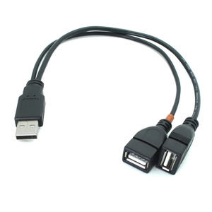USB 2.0 ذكر إلى 2 ثنائي USB أنثى جاك Y الفاصل محور سلك الطاقة كابل تمديد محول