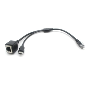 كابل محول RJ12 ذكر إلى أنثى مقسم هاتف Y مع مصدر طاقة USB من النوع c