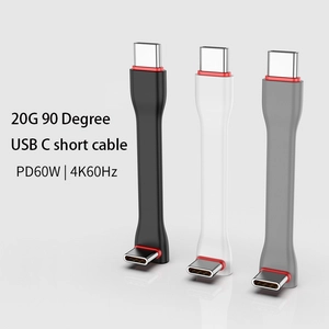PD60W Silicone 90-Degree Up/Down Angle 20Gbps USB C Short Flat Cable - High-Speed Data & Charging