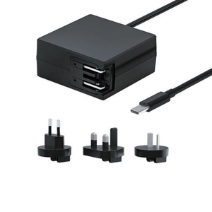 45W Carregador de parede rápido USB-C com adaptadores intercambiáveis ​​de plugue de viagem UE/UK/AU-Design Compact & Universal para viagens de negócios